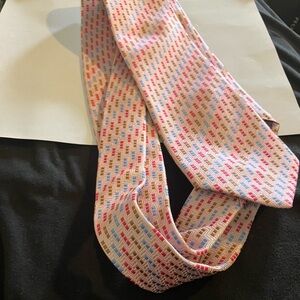 Patterned Pink Multi-Color Silk Tie